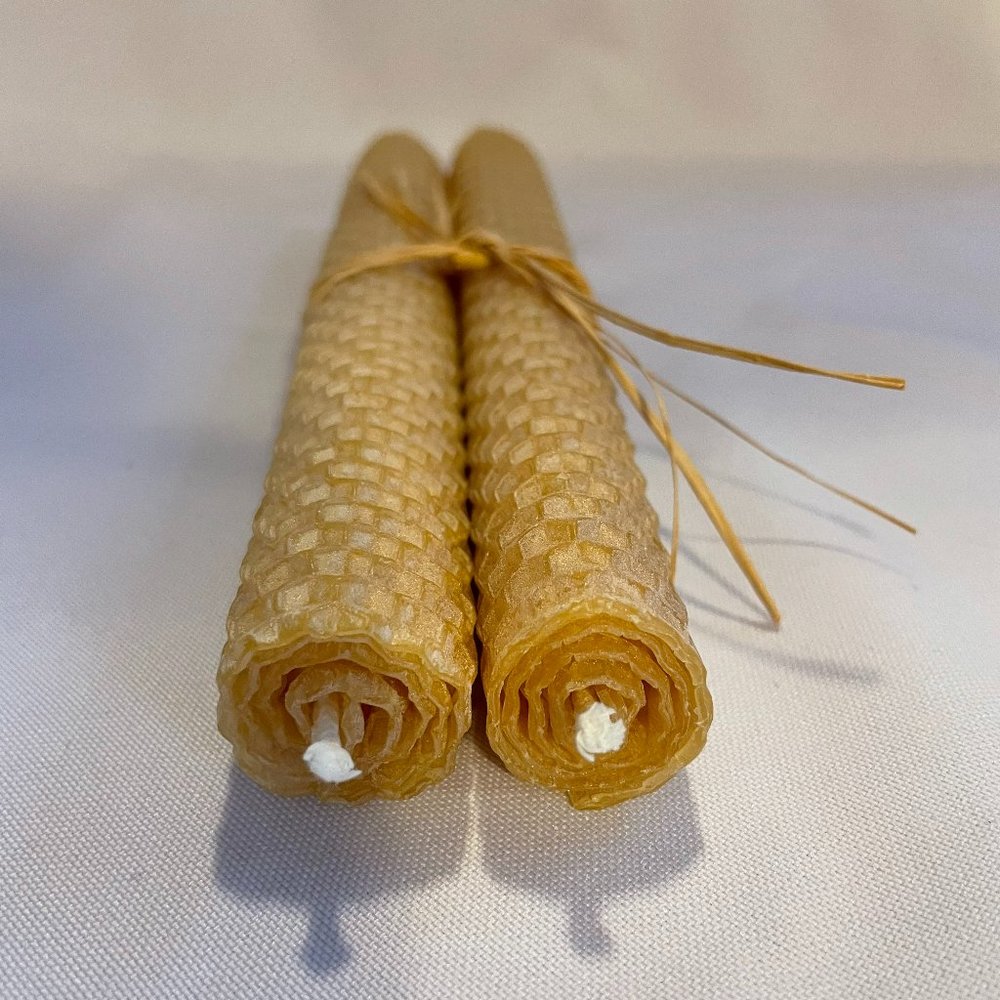 Hand rolled Beeswax 8" tapers